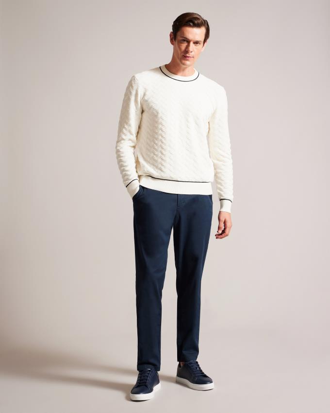 Pull Ted Baker Long Sleeve Chevron Knit Blanche Homme | PMH-66206629